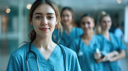 Portrait of a Young Nursing Student Standing with a Stethoscope - GENERATIVE AI