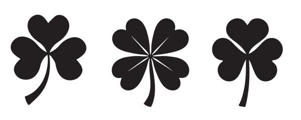 Silhouette set of a clover. Saint Patrick's Day vector illustration