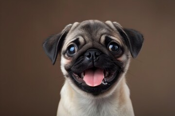 Playful Pug Dog on Beach Holiday