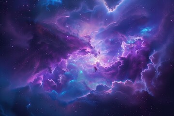 A purple sky with many stars and clouds