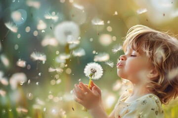 Innocent Joy: Blowing Dandelion Seeds