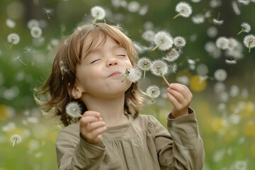 Innocent Joy: Blowing Dandelion Seeds