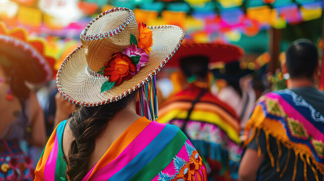 Cinco de mayo Holiday. Mexican traditional dancers Couple in the park