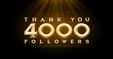 Thank you followers peoples, 4000 online social group, happy banner celebrate, Vector illustration