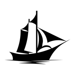 ship logo in black color, vector illustration.