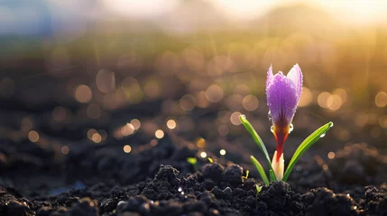 Foto op Canvas saffron flower in the soil © ananda