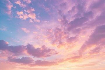 Naklejka na ściany i meble Pastel colored sunset sky with soft clouds