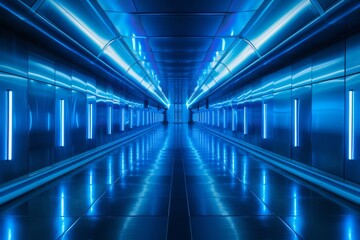 Fototapeta premium Futuristic corridor with neon lighting