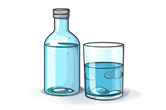 Pouring water in the glass with color filter effect on isolated on a Transparent background. Generative AI