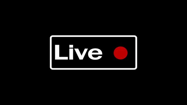 Live broadcast symbol displayed on a video camera. The livestreaming logo. Sign for video recording. A sign for video recording with a black background. live buttons for recording icons.