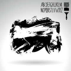 Black brush stroke and texture. Grunge vector abstract hand - painted element.
