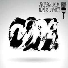 Black brush stroke and texture. Grunge vector abstract hand - painted element.
