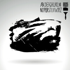 Black brush stroke and texture. Grunge vector abstract hand - painted element.