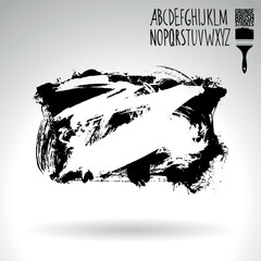 Black brush stroke and texture. Grunge vector abstract hand - painted element.