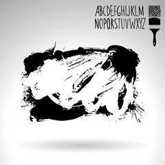 Black brush stroke and texture. Grunge vector abstract hand - painted element.
