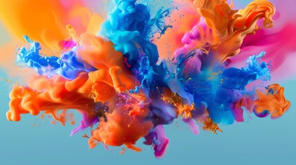 Fototapeta na wymiar Liquid Color design background fly out of mind explosion - as a fantasy. colorful brain splash Brainstorm and inspire concept. Gradient colorful abstract background
