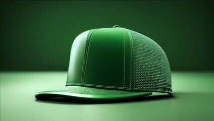 A green baseball cap with a free space on a green background.