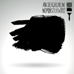 Black brush stroke and texture. Grunge vector abstract hand - painted element. Underline and border design.