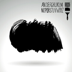 Black brush stroke and texture. Grunge vector abstract hand - painted element. Underline and border design.