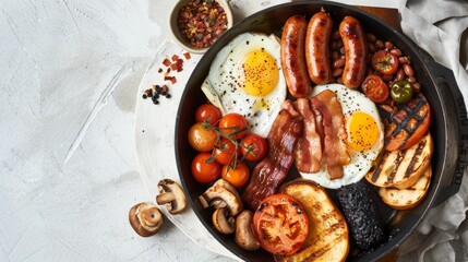 Traditional Full English Breakfast in Pan