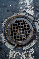A manhole on a street