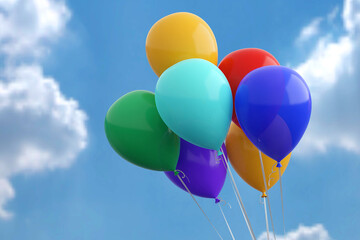 Obraz premium Colorful balloons flying over sky background