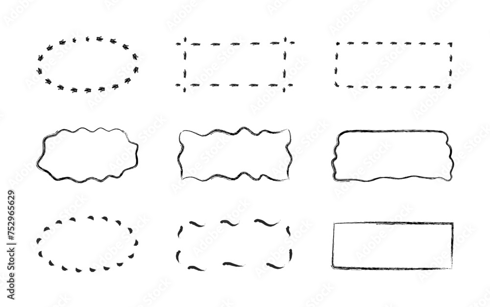 Poster hand-drawn doodle frames. set of the vector text boxes isolated on a transparent background. quote f
