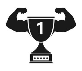 Trophy Cup Flat Icon Big Muscular Arms