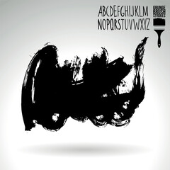 Obraz premium Black brush stroke and texture. Grunge vector abstract hand - painted element.