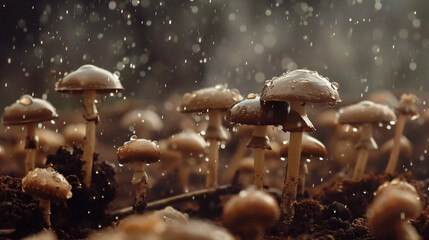 mushroom on fertile soil - obrazy, fototapety, plakaty