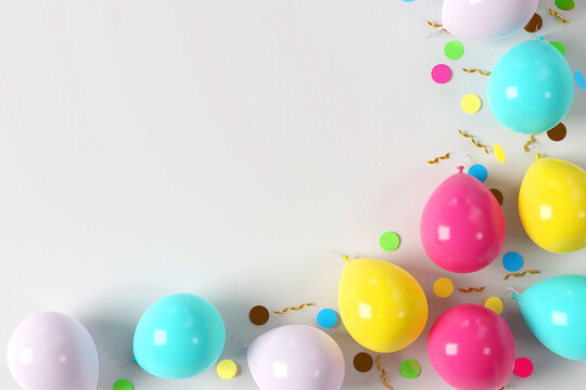 Fun colorful balloons corner composition copy space background
