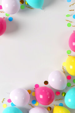 Fun colorful balloons vectical copy space composition