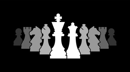Chess pieces vector mind game strategy illustration