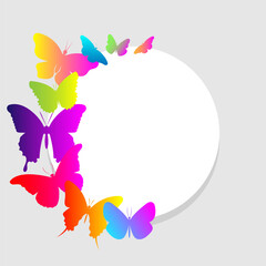 Butterflies Mock up flying butterflies product, cosmetic presentation beauty products. Vector illustration