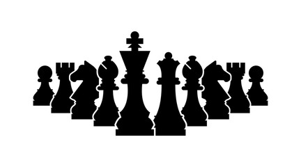 Chess pieces vector mind game strategy illustration