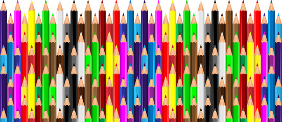 Colored pencils Crayons laying in row. Wave line made by pencil tips. Set of crayons for illustrations, art, studying. Ready for school stuff Back to school illustration vector