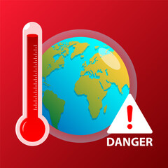 Global warming concept danger hot thermometer melting. vector illustration