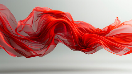 Ethereal Beauty: A Mesmerizing Visual Experience of Floating Red Cloth in 8K Ultra HD on a Grey Neutral Background created with Generative AI technology
