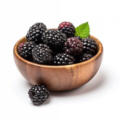 Blackberry Fruit in a Wooden Bowl