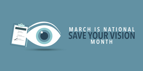 March is save your vision month. background, banner, card, poster, template. Vector illustration.