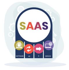 SAAS - Software As A Service acronym. business concept background. vector illustration concept with keywords and icons. lettering illustration with icons for web banner, flyer, landing page