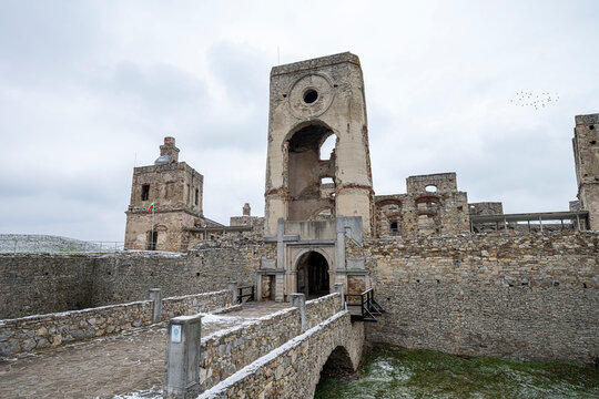 View of the ruins of the medieval castle of Krzyztopor, Poland