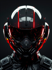 Brave Aviator: Daring Pilot Soaring Through the Sky in Striking Red Fighter Helmet created with Generative AI technology
