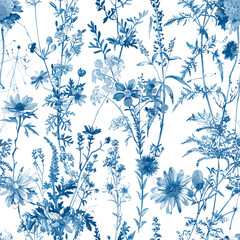 Toile De Jouy Vintage Floral Seamless Pattern Elegant Vector Graphics 23 - 752970034