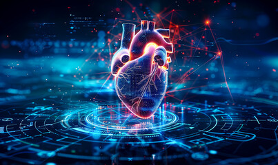 Cutting-Edge Cardiology: Advancing Heart Health through State-of-the-Art Technology created with Generative AI technology - obrazy, fototapety, plakaty