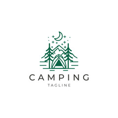Camping logo vector icon design template