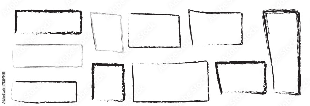 Poster hand drawn doodle grunge square highlights. charcoal pen rectangle borders. marker scratch scribble 