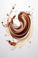 Chocolate swirl, splash isolated on white background. Ai Generative