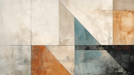 Geometric grunge abstract art background in neutral tones