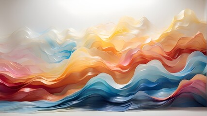Cascading waves of translucent gradients, shaping an ephemeral abstract cascade  - obrazy, fototapety, plakaty